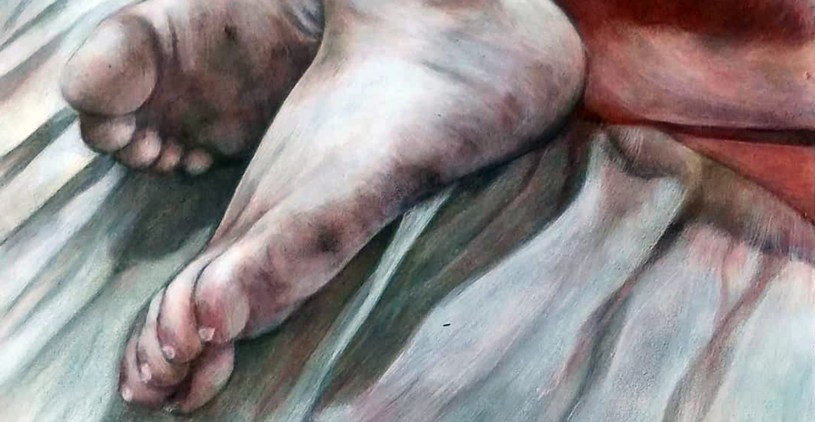 Dirty Feet / Clean Soul: 2018, acrylic on mdf, 18cm x 35cm
